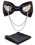 RBOCOTT Solid Color Bow Tie Metal Golden Wing Bowties for Men