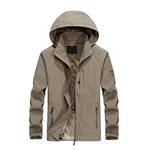 VICALLED Men's Military Lightweight Waterproof Softshell Jacket Solid Color Casual Outdoor Hooded Coat