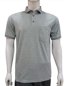 BLOOMMY Men's Short Sleeve Polo Shirts, Casual Fit Basic Button Top Fashion Pocket Printed T-Shirts 