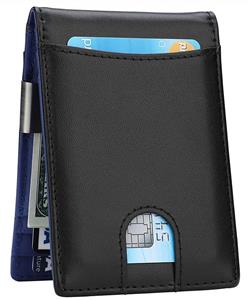 Money Clip Wallet - Mens Slim Front Pocket Leather Wallet RFID Blocking Minimalist Mini Wallet 