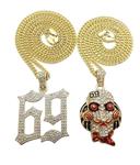 Pyramid Jeweler Mens Hip Hop Iced Out Rappers Inspired 69 Pendant Cuban Chain Necklace