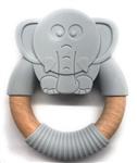 Baby Teether Toy | Organic 100% Non-Toxic BPA Free Food Grade Silicone | Natural Beechwood | FDA Approved | Soothing Pain Relief for Toddlers and Infants | Assortment of Colors (Grey Elephant)