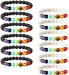 LOYALLOOK 6-12PCS Lava Stone Bracelet Chakras Bead Natural Stone Bracelet Oil Diffuser Bracelet