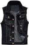 INVACHI Men's Casual Slim Fit Denim Vest Vintage Sleeveless Jeans Vest Jacket