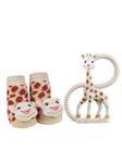 Vulli Sophie La Girafe Baby Teether Toy and Waddle Sophie The Giraffe Rattle Socks Newborn Set Natural Rubber Teething Ring Unisex Animal Sensory Chew Toys Gum Massager Oral Pain Relief Soother