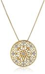 18k Yellow Gold Plated Sterling Silver Gemstone and Diamond Accent Filigree Mandala Pendant Necklace, 18