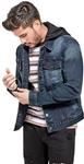 GUESS Factory Men's Vertix Hooded Super Stretch Denim Jacket