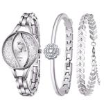 Weicam Women's Diamond Wristwatch Bangle Bracelet Jewelry Set Analog Quartz Wrist Watch for Ladies