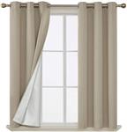 Deconovo Decorative Thermal Insulated Blackout Curtains Window Grommet Top Light Blocking Draperies with Back Silver Coating for Living Room 42W x 45L Inch Beige 2 Panels