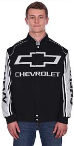 JH DESIGN GROUP Men's Chevrolet Bow Tie Emblem Racing Style Cotton Twill Jacket