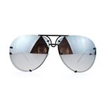 SA106 Rimless Retro Vintage Style Oversize Mirror Lens Pilot Sunglasses
