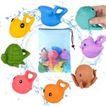 TUMAMA Baby Bath Toys,Fun Bath Time Tub Toys with 8PCS Ocean Animals Bath Toys Set +1x Mesh Bath Toy Organizer,Floating Baby Water Toys,Fun Shower Toys for Toddlers, Girls, Boys