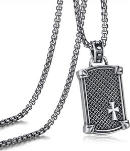 EVBEA Cross Necklace for Men Black Dog Tag Shield Serenity Prayer Mens Jewelry with Stainless Steel Chain Inspirational Gifts for Women and Men