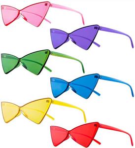 Colorful One Piece Rimless Transparent Cat Eye Sunglasses for Women Tinted Candy Colored Glasses 