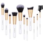 Docolor Makeup Brushes 11Pieces SE Series Makeup Brushes Set Professional Face Powder Foundation Blending Contour Highlight Eye Shadow Make Up Brushes Kit (White/Golden)