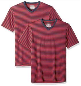 Amazon Essentials Men's Slim-fit Short-Sleeve Stripe V-Neck T-Shirts 