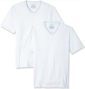 Amazon Essentials Men's Slim-fit Short-Sleeve Stripe V-Neck T-Shirts