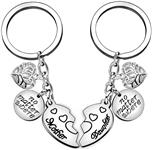 FANQIEJIANG 2pcs Mom Mommy Gift Women Girl Key Chain Ring Set - No Matter Where Mother Daughter Love Forever Pendant