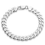 Miabella 925 Sterling Silver Italian Solid 9mm Diamond-Cut Cuban Link Curb Chain Bracelet for Men 7.5, 8, 8.5, 9 Inch, Made in Italy