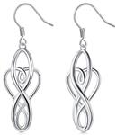 925 Sterling Silver Earrings, BoRuo Celtic Knot Dangle Earrings Good Luck Irish Celtic Knot Vintage Dangles for Women,Girls Teardrop Earrings