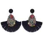 GaFree Crystal Tassel Earrings for Women Statement Colorful Semicircle Fringe Dangle Earrings for Women