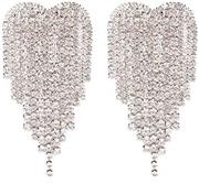 GUYUEXING Rhinestone Tassel Earrings, Crystal Earrings, Large Heart Shape Sparkling Dangle Earrings for Women