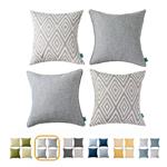 Home Plus Plaid Polyester Linen Decorative Pillow Covers 4 pcs Throw Pillows Covers Gray/Grey White Couch Pillowcase Cushion Cover 17X17 Throw Pillow Cover Couch Gray White Set of 4 Holiday Bedroom