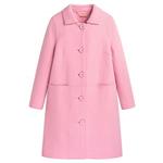 URLAZH Pink Single Breasted Womens Wool Longline Winter Warm Pea Coat Winter Jacket