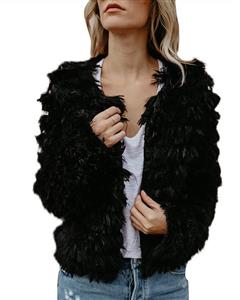 Lovaru Womens Coat Long Sleeve Open Front Parka Shaggy Faux Fur Coat Jacket Parka