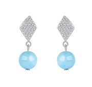 Larimar Drop Dangle Earrings 14K White Gold Plated Sterling Silver Jewelry Natural Genuine Handmade Gemstone Earrings for Women and Girl Gift for Her