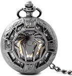 Onlyfo Retro Filigree Pocket Watch with Spider Spider-Man Locket Pendant Necklace with Jewelry Box,Spider-Man Necklace for Boys,Girls (Black)
