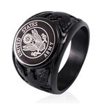 JAJAFOOK Vintage Titanium Steel US Military Army Ring Eagle Medal Rings for Men, Silver/Gold/Black