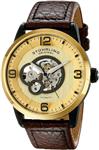 Stuhrling Original Men's 648.03 Legacy Automatic Self Wind Skeleton Brown Genuine Leather Strap Watch