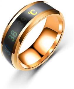 LOSOUL 8MM Mood Ring Comfort Fit Titanium Steel Smart Color Changing Mood Temperature Measuring Display Ring,Rose Gold,7#
