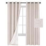 H.VERSAILTEX Window Treatment Grommet Linen Like Primitive 100% Blackout Curtains Waterproof Thermal Insulated Natural Curtains White Backing (2 Panels Set), W52 x L84- Inch