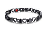 Jaline Fashion Women Titanium Magnetic Therapy Loving Heart Bracelet Tone with Free Links Removal Tool，Health Function Element of Magnet.Gold Silver Black