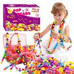 Rosykidz Snap Pop Beads Set, 600 Pcs Arty Beads Jewelry Making Kit with Rhinestone Sticker, Bracelet Necklace Ring Hairband Earrings Arts and Crafts Toys for Kids 4, 5, 6, 7, 8, 9 Years Old Girls