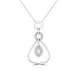 Eleganti 14K White Gold Design Pendant Necklace with Natural Diamonds for Women - Pure Gold Chain Included