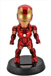 Solar Powered Bobble Head Figure Car Dashboard Accessories Office Home Ultra Detail Doll . Iron Man 