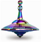 Plexity Labs UFO Tops - Metal Spinning Top - Fun Toy for Kids and Adults - Inspired by The Documented 1947 UFO Sighting in Roswell, New Mexico (Cosmic Chrome, Top Only)