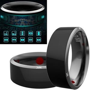 Universal Titanium Waterproof App Enabled Smart Ring NFC Smart Ring for Android NFC Mobile Phones Samsun Sony Black (57.1mm)