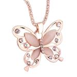 💗 Orcbee 💗 _Fashion Women Rose Gold Opal Butterfly Charm Pendant Long Chain Necklace Jewelry