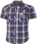 Coevals Club Men's Short Sleeve Casual Western Plaid Press Buttons Shirt