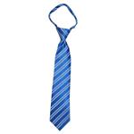 Children's Tie for ages 4-9 years old Baby Blue and White Stripes Boys Zipper Tie