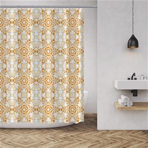 MuaToo Shower Curtain Colorful Floral Gorgeous Pattern Print Polyester Fabric Bathroom Decor with Hooks 71 x 71 Inches,Orange 