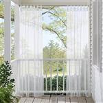 RYB HOME Outdoor Sheer Curtain for Patio, Waterproof Outdoor Indoor Curtains Privacy White Sheer Tab Top Voile Drapery for Porch Pergola Cabana with 1 Rope, 1 Panel, Wide 54 x Long 84 inch