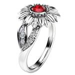 YOMXL Sunflower Ring for Women Girls, Flower Silver Plated Crystal Silver Ring Fashion Two Tone Zircon Ring Jewelry Accessories