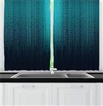 Ambesonne Digital Kitchen Curtains, Web Computer Programmer Futuristic Matrix Display with Algorithms Code Image, Window Drapes 2 Panels Set for Kitchen Cafe, 55W X 39L inches, Petrol Blue Aqua