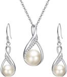 EleQueen 925 Sterling Silver CZ Teardrop Leaf Bridal Elegant Pendant Necklace Made with Swarovski Crystals