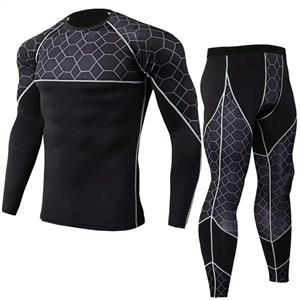 Men Quick Dry Compression Sports Set Long Sleeve T-Shirt Workout Fitness Bodysuit, Men’s Thermal Underwear Set, Sport Long Johns Base Layer for Male, Winter Gear Compression Suits for Skiing Running 